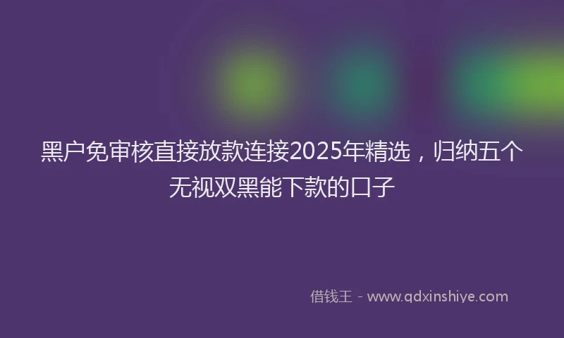 黑户免审核直接放款连接2025年精选，归纳五个无视双黑能下款的口子