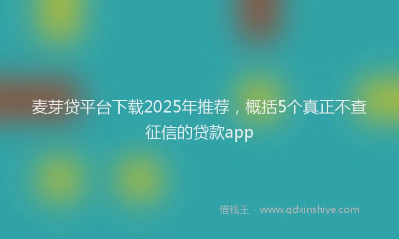 麦芽贷平台下载2025年推荐，概括5个真正不查征信的贷款app