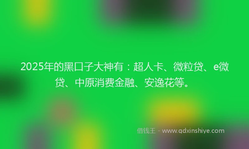 2025年的黑口子大神有：超人卡、微粒贷、e微贷、中原消费金融、安逸花等。