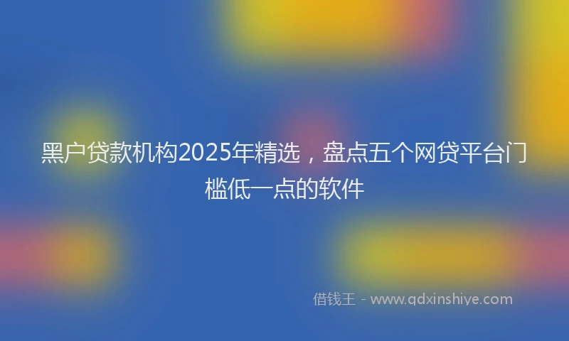 黑户贷款机构2025年精选，盘点五个网贷平台门槛低一点的软件