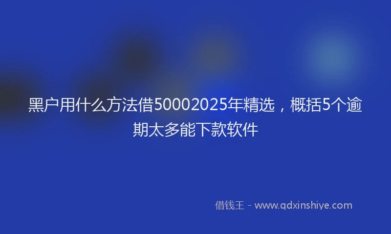 黑户用什么方法借50002025年精选，概括5个逾期太多能下款软件