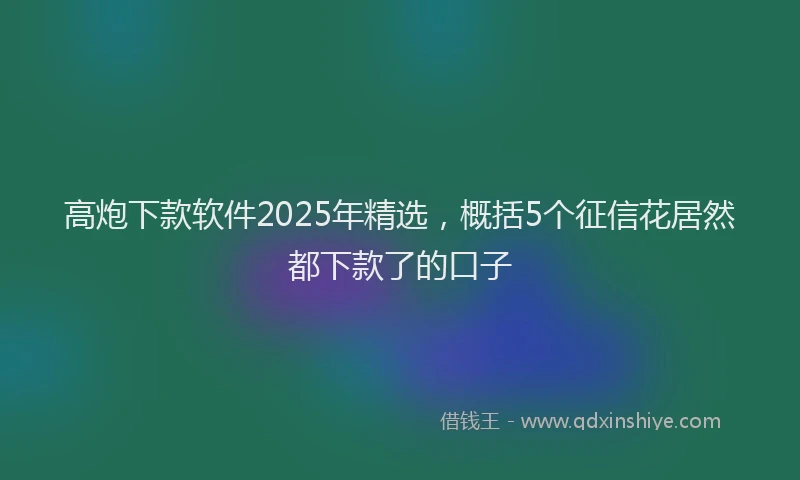 高炮下款软件2025年精选，概括5个征信花居然都下款了的口子
