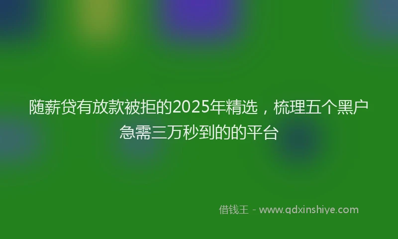 随薪贷有放款被拒的2025年精选，梳理五个黑户急需三万秒到的的平台