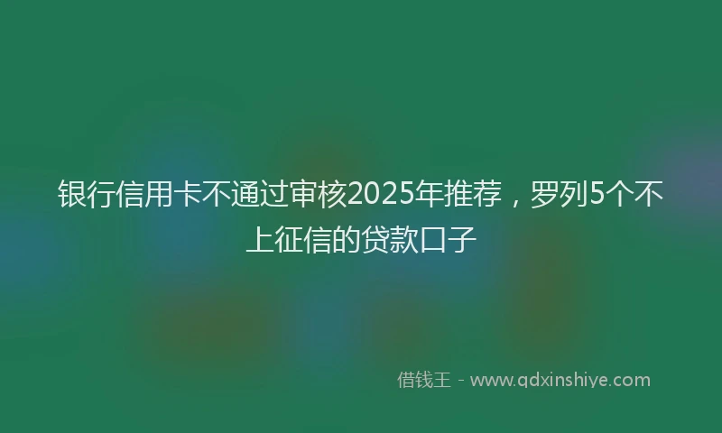 银行信用卡不通过审核2025年推荐，罗列5个不上征信的贷款口子