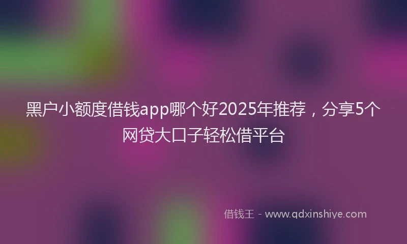 黑户小额度借钱app哪个好2025年推荐，分享5个网贷大口子轻松借平台