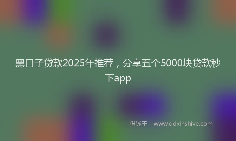 黑口子贷款2025年推荐，分享五个5000块贷款秒下app