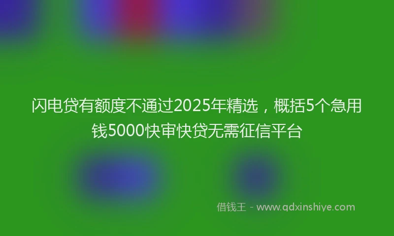 闪电贷有额度不通过2025年精选，概括5个急用钱5000快审快贷无需征信平台