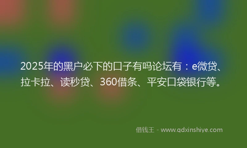2025年的黑户必下的口子有吗论坛有：e微贷、拉卡拉、读秒贷、360借条、平安口袋银行等。