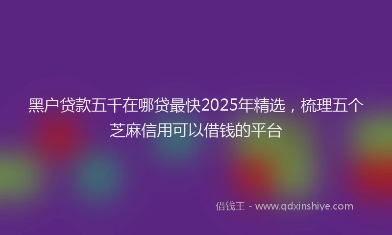 黑户贷款五千在哪贷最快2025年精选，梳理五个芝麻信用可以借钱的平台