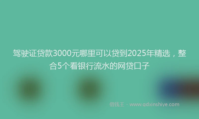 驾驶证贷款3000元哪里可以贷到2025年精选，整合5个看银行流水的网贷口子