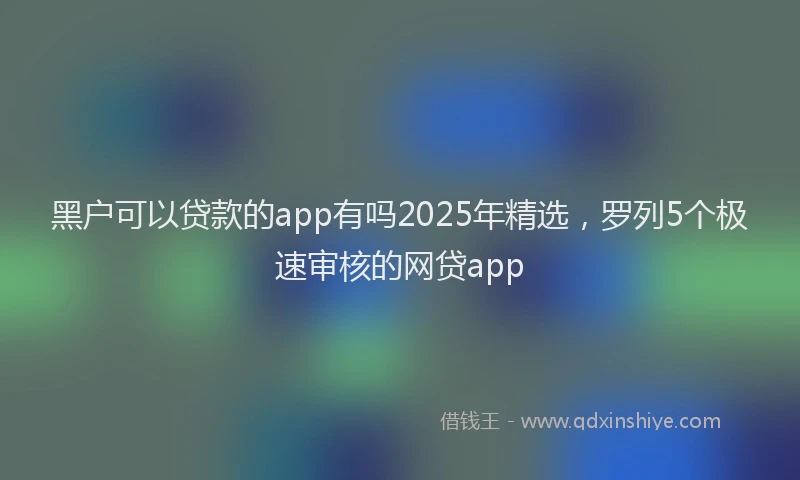 黑户可以贷款的app有吗2025年精选，罗列5个极速审核的网贷app