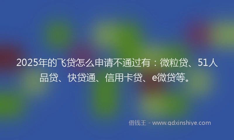 2025年的飞贷怎么申请不通过有：微粒贷、51人品贷、快贷通、信用卡贷、e微贷等。