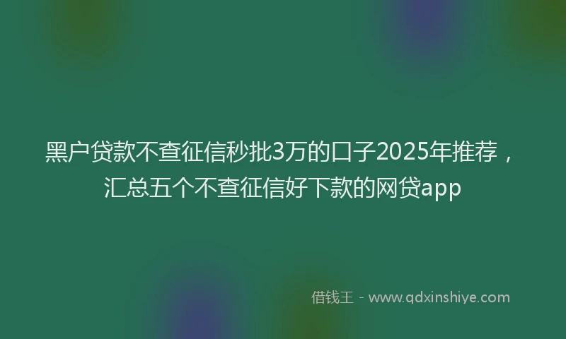 黑户贷款不查征信秒批3万的口子2025年推荐，汇总五个不查征信好下款的网贷app