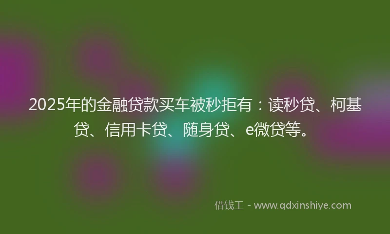 2025年的金融贷款买车被秒拒有：读秒贷、柯基贷、信用卡贷、随身贷、e微贷等。