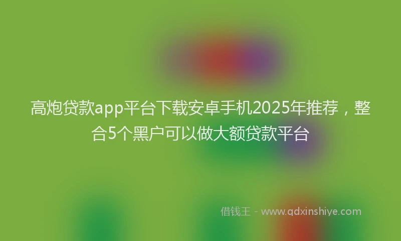 高炮贷款app平台下载安卓手机2025年推荐，整合5个黑户可以做大额贷款平台