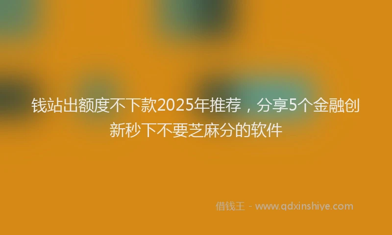 钱站出额度不下款2025年推荐，分享5个金融创新秒下不要芝麻分的软件