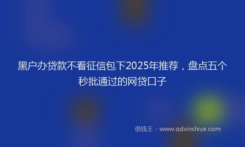 黑户办贷款不看征信包下2025年推荐，盘点五个秒批通过的网贷口子
