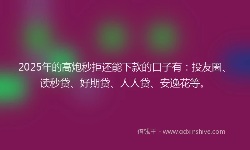 2025年的高炮秒拒还能下款的口子有：投友圈、读秒贷、好期贷、人人贷、安逸花等。