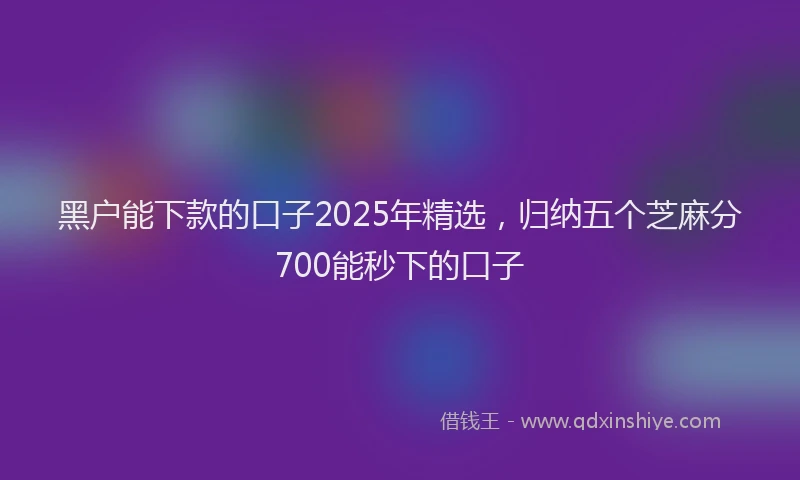 黑户能下款的口子2025年精选，归纳五个芝麻分700能秒下的口子