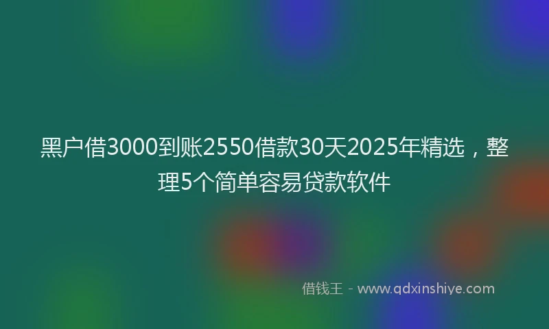 黑户借3000到账2550借款30天2025年精选，整理5个简单容易贷款软件