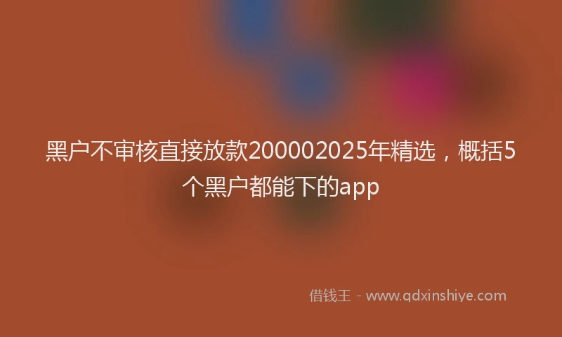 黑户不审核直接放款200002025年精选，概括5个黑户都能下的app