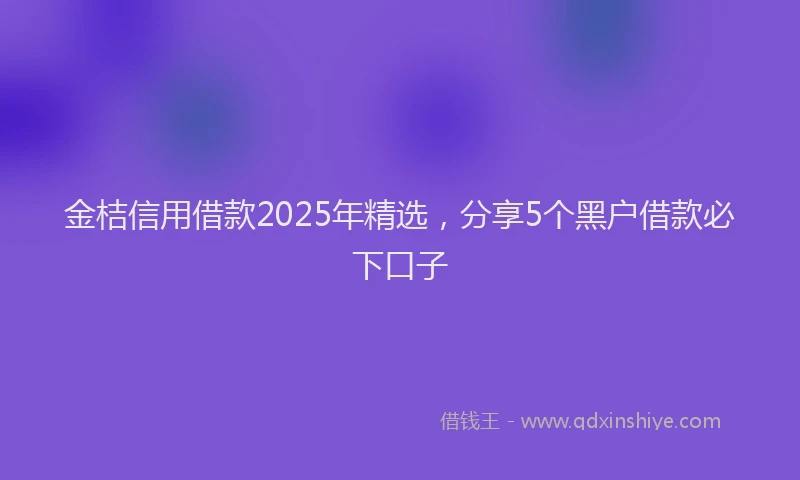金桔信用借款2025年精选，分享5个黑户借款必下口子