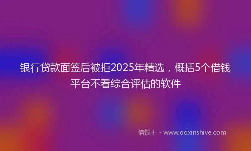 银行贷款面签后被拒2025年精选，概括5个借钱平台不看综合评估的软件