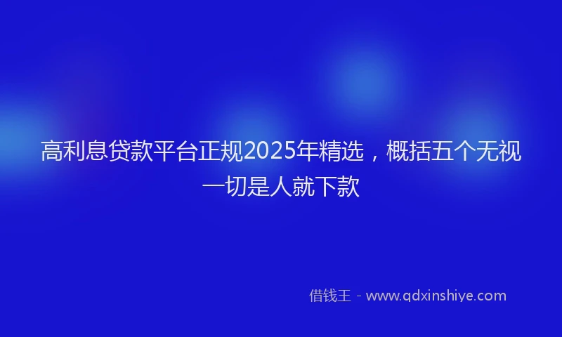 高利息贷款平台正规2025年精选，概括五个无视一切是人就下款