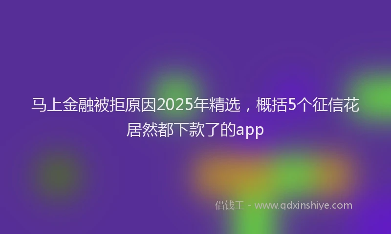 马上金融被拒原因2025年精选，概括5个征信花居然都下款了的app