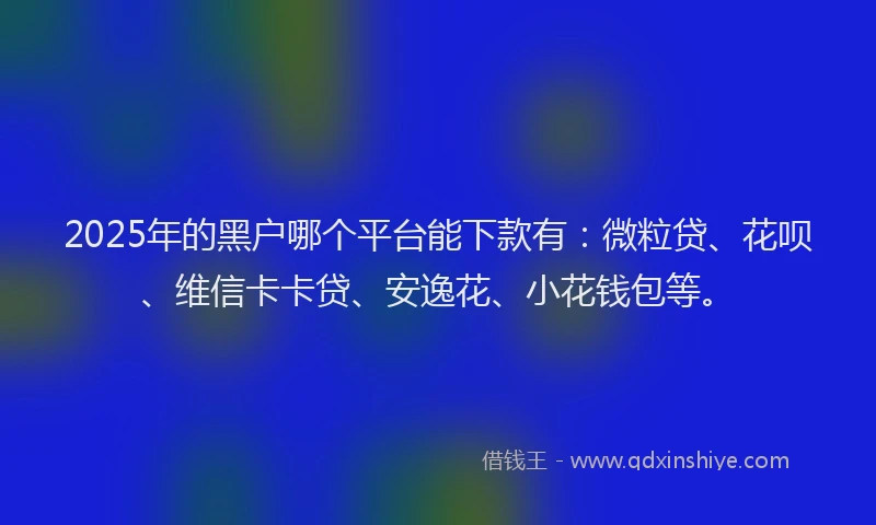 2025年的黑户哪个平台能下款有：微粒贷、花呗、维信卡卡贷、安逸花、小花钱包等。