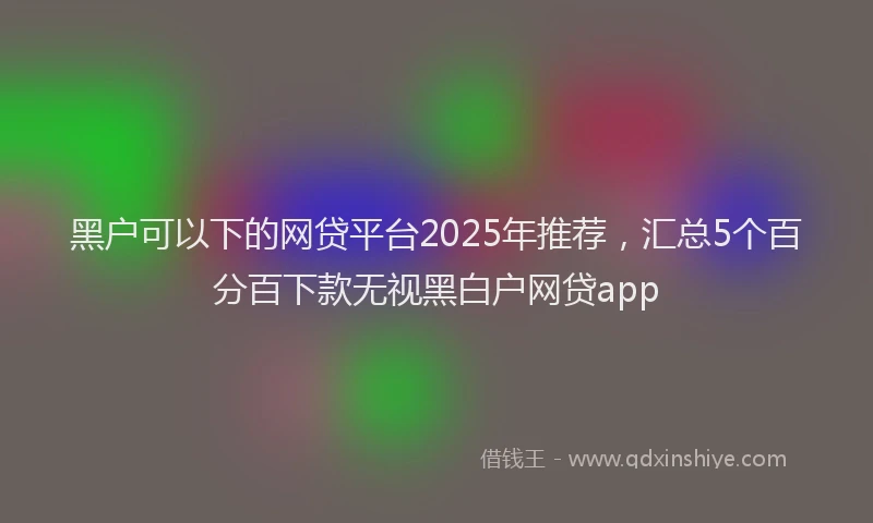 黑户可以下的网贷平台2025年推荐，汇总5个百分百下款无视黑白户网贷app