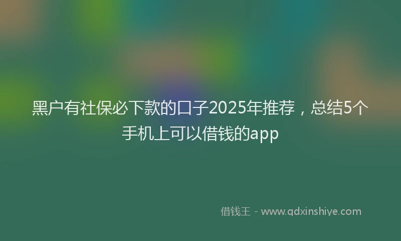 黑户有社保必下款的口子2025年推荐，总结5个手机上可以借钱的app