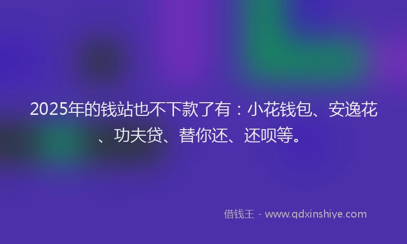 2025年的钱站也不下款了有：小花钱包、安逸花、功夫贷、替你还、还呗等。