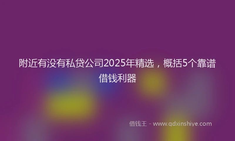 附近有没有私贷公司2025年精选，概括5个靠谱借钱利器
