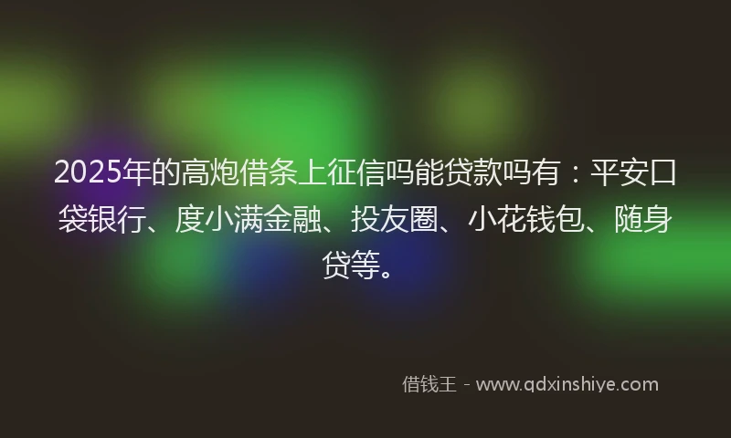 2025年的高炮借条上征信吗能贷款吗有：平安口袋银行、度小满金融、投友圈、小花钱包、随身贷等。