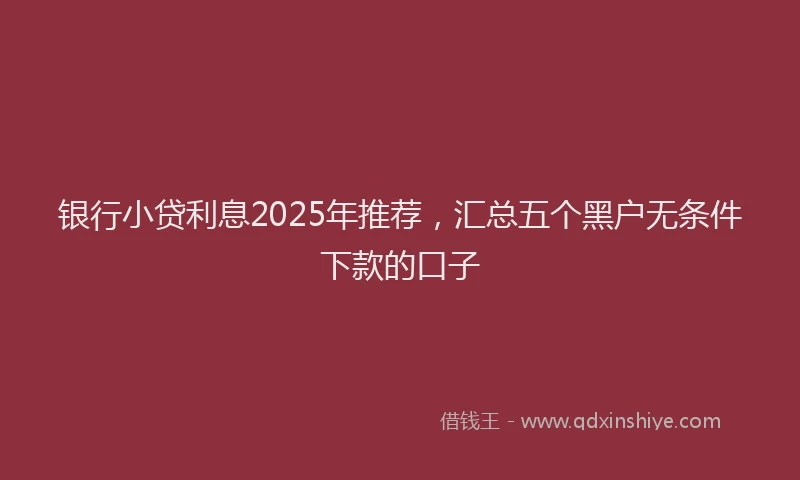 银行小贷利息2025年推荐，汇总五个黑户无条件下款的口子