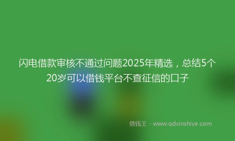 闪电借款审核不通过问题2025年精选，总结5个20岁可以借钱平台不查征信的口子