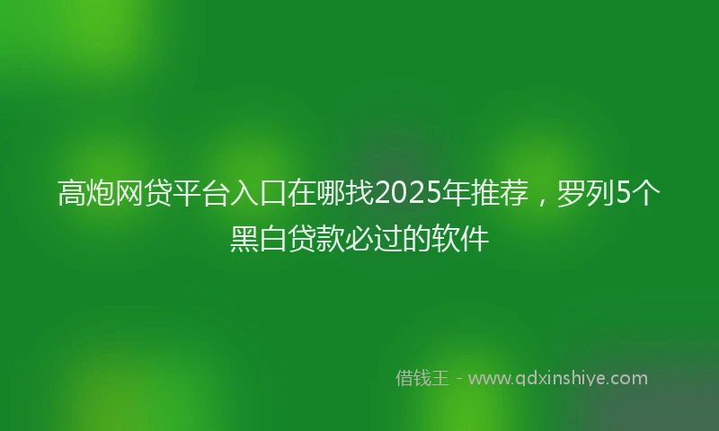 高炮网贷平台入口在哪找2025年推荐，罗列5个黑白贷款必过的软件