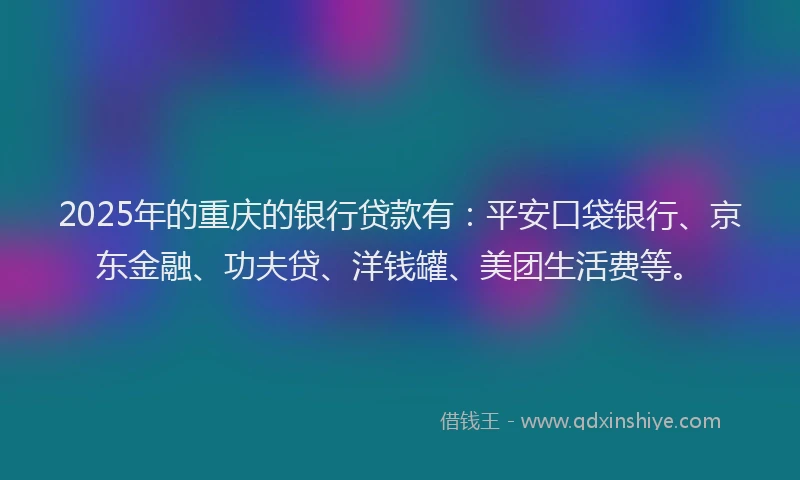 2025年的重庆的银行贷款有：平安口袋银行、京东金融、功夫贷、洋钱罐、美团生活费等。