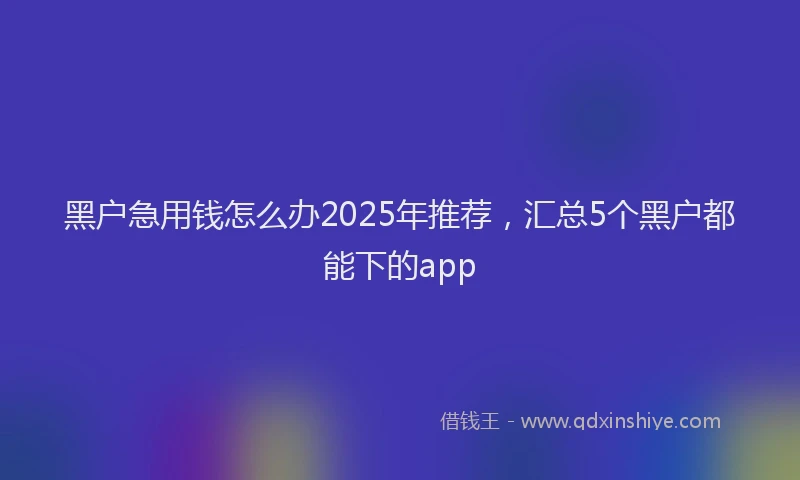 黑户急用钱怎么办2025年推荐，汇总5个黑户都能下的app
