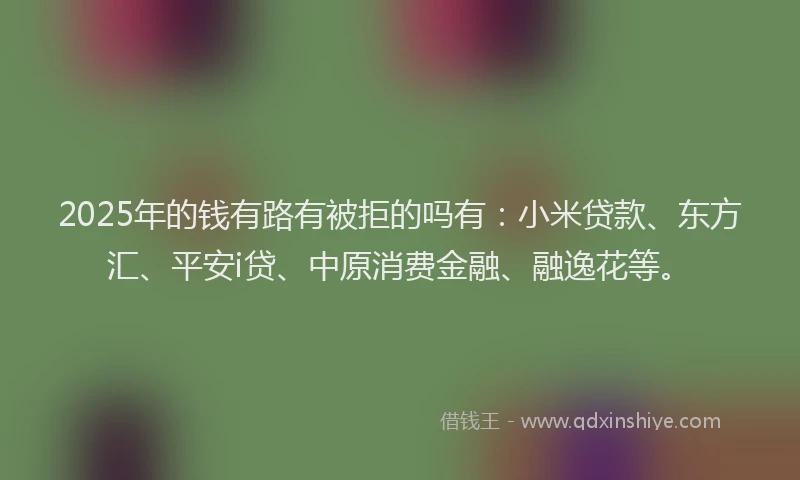 2025年的钱有路有被拒的吗有：小米贷款、东方汇、平安i贷、中原消费金融、融逸花等。