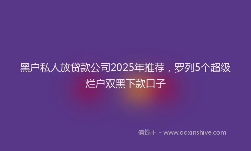 黑户私人放贷款公司2025年推荐，罗列5个超级烂户双黑下款口子