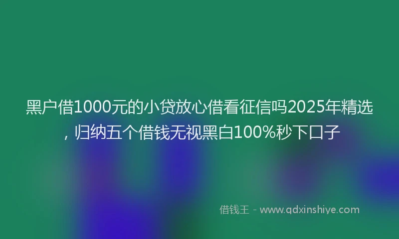 黑户借1000元的小贷放心借看征信吗2025年精选，归纳五个借钱无视黑白100%秒下口子