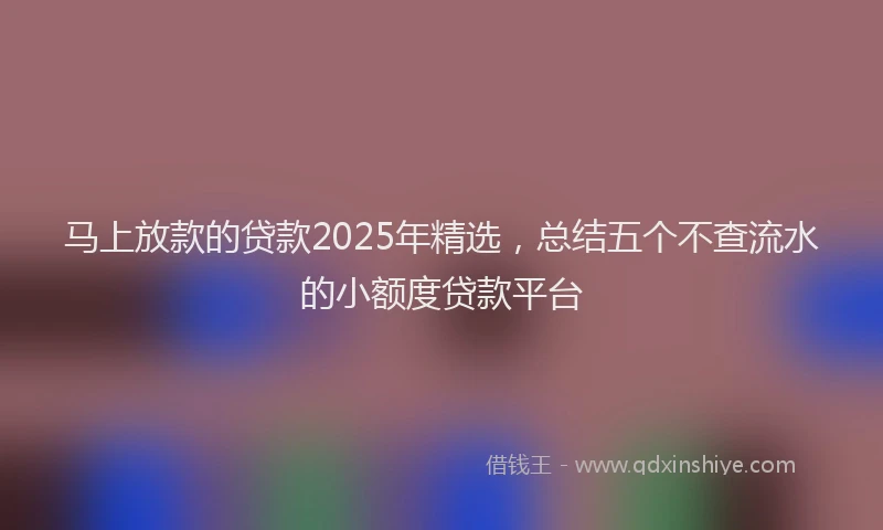 马上放款的贷款2025年精选，总结五个不查流水的小额度贷款平台