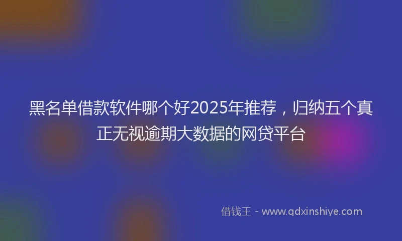 黑名单借款软件哪个好2025年推荐，归纳五个真正无视逾期大数据的网贷平台