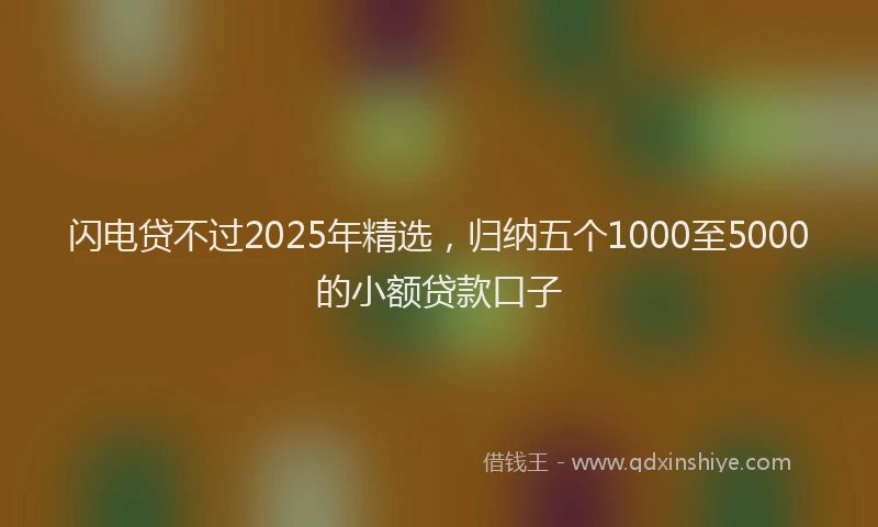 闪电贷不过2025年精选，归纳五个1000至5000的小额贷款口子