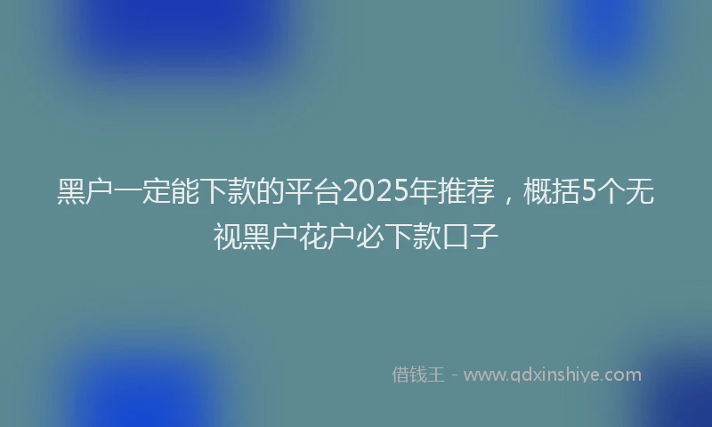 黑户一定能下款的平台2025年推荐，概括5个无视黑户花户必下款口子