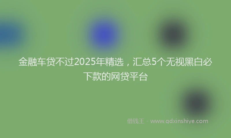 金融车贷不过2025年精选，汇总5个无视黑白必下款的网贷平台