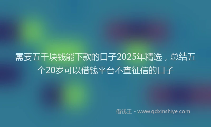 需要五千块钱能下款的口子2025年精选，总结五个20岁可以借钱平台不查征信的口子