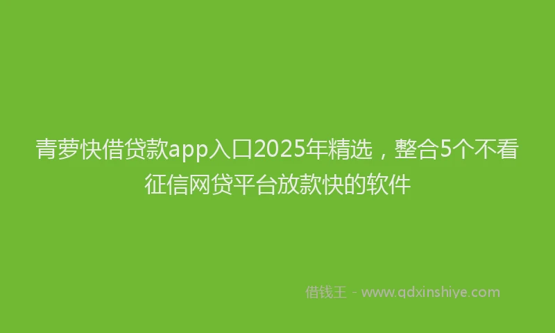 青萝快借贷款app入口2025年精选，整合5个不看征信网贷平台放款快的软件